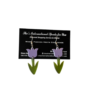 Acrylic Tulip Earrings-Purple